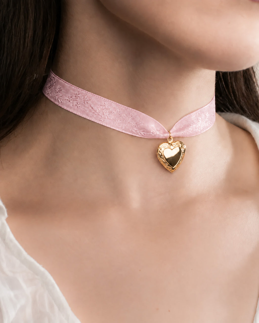 Pink Ribbon Heart Locket