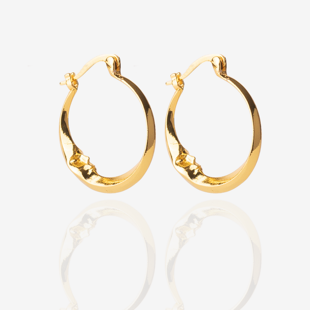 
                  
                    Silver Moon Hoop Earrings Stainless Steel, Side Perspective
                  
                